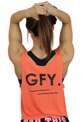 "GFY" Boxy Tank In Coral